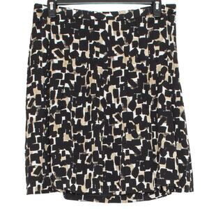 White House Black Market Womens Skirt Silk Pleated Lined Abstract Career 14 KQ